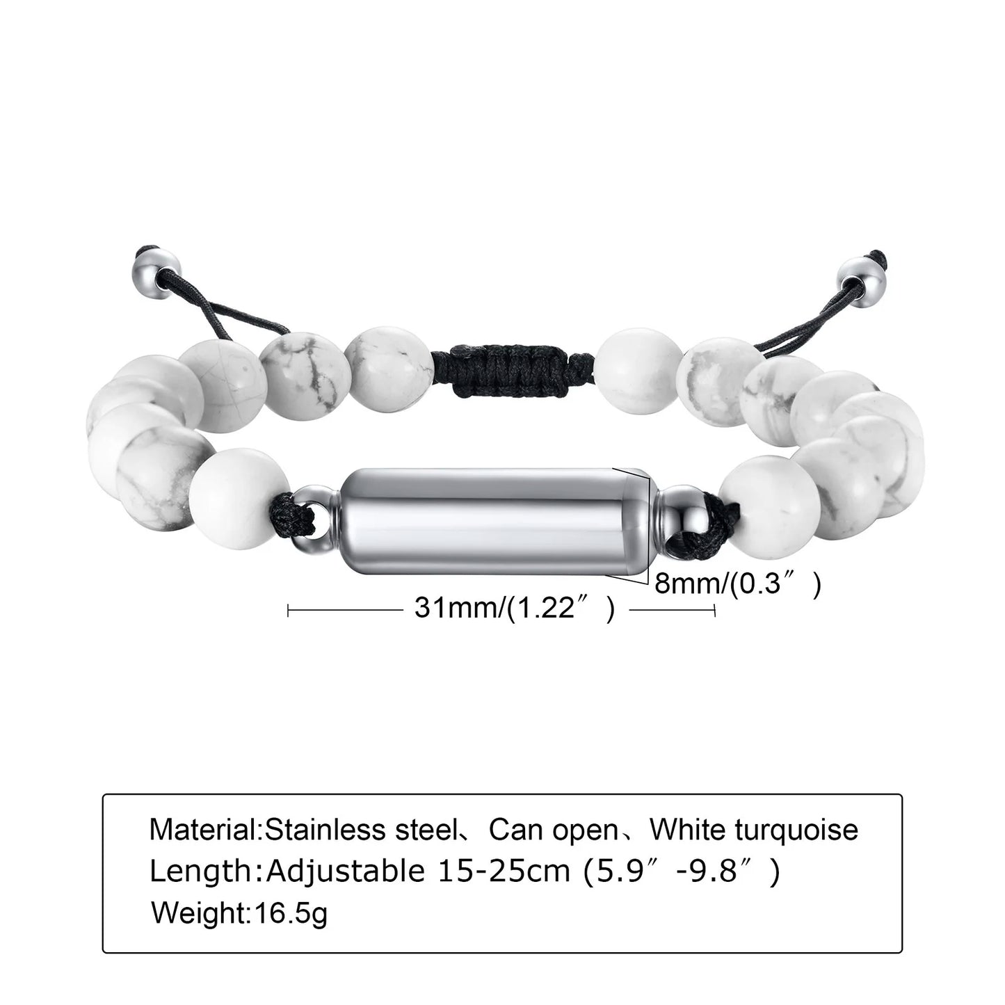 Cremation Urn Bracelets For Men,adjustable Tiger Eye Beads Chain Wristband Pet Family Papa Ashes Holder Stainless Steel Jewelry