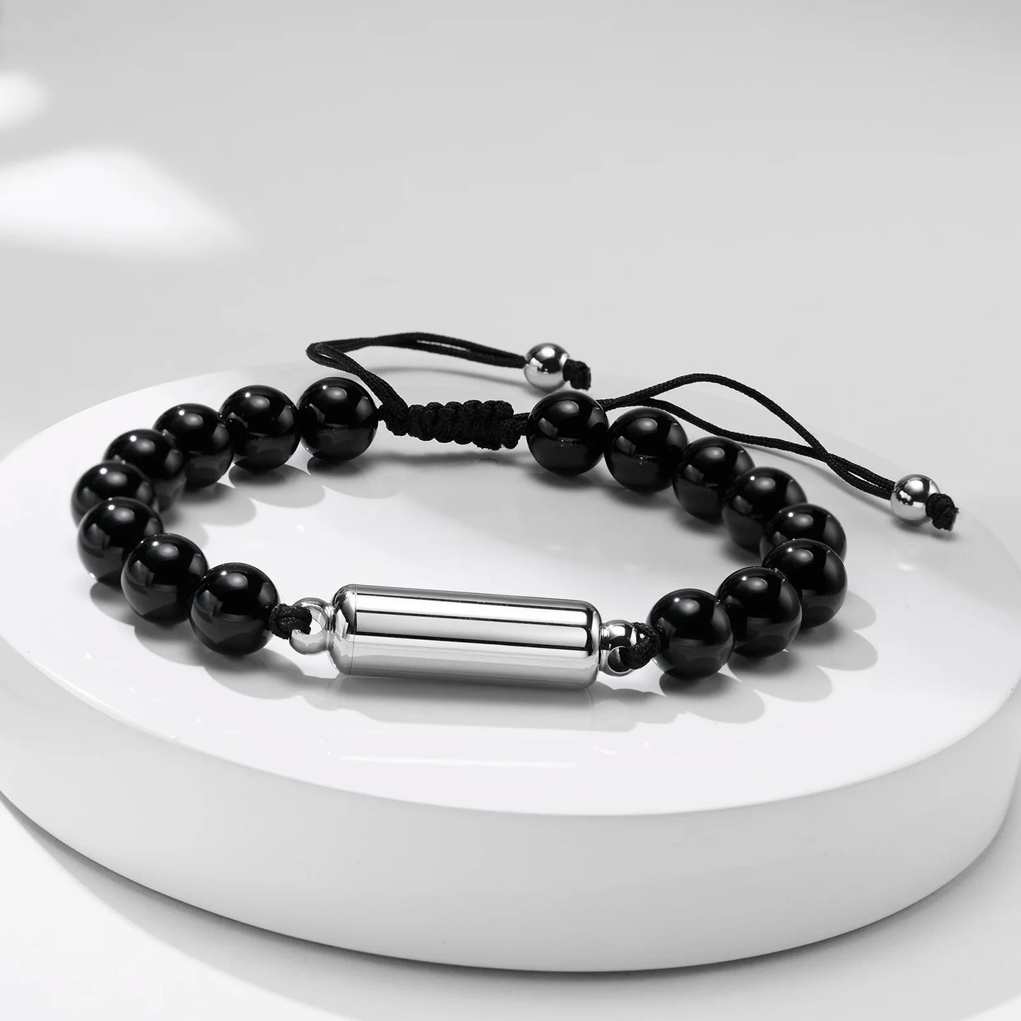 Cremation Urn Bracelets For Men,adjustable Tiger Eye Beads Chain Wristband Pet Family Papa Ashes Holder Stainless Steel Jewelry