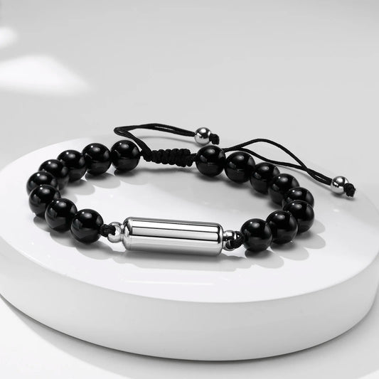 Cremation Urn Bracelets For Men,adjustable Tiger Eye Beads Chain Wristband Pet Family Papa Ashes Holder Stainless Steel Jewelry