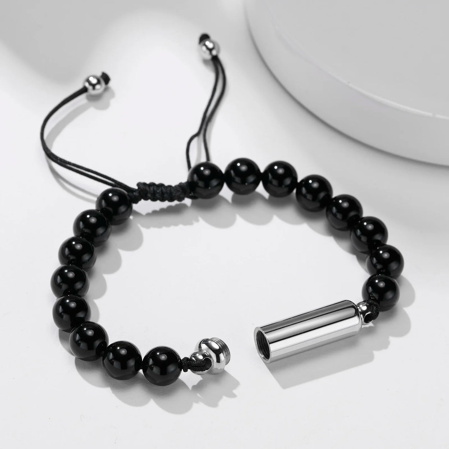 Cremation Urn Bracelets For Men,adjustable Tiger Eye Beads Chain Wristband Pet Family Papa Ashes Holder Stainless Steel Jewelry