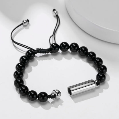 Cremation Urn Bracelets For Men,adjustable Tiger Eye Beads Chain Wristband Pet Family Papa Ashes Holder Stainless Steel Jewelry