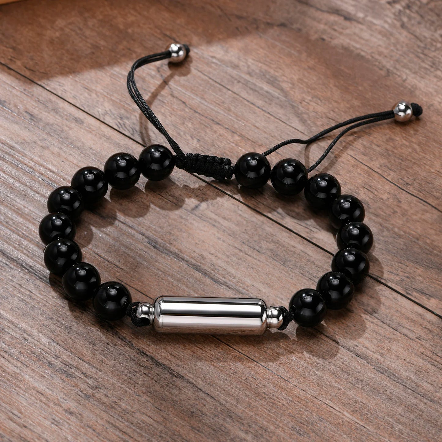Cremation Urn Bracelets For Men,adjustable Tiger Eye Beads Chain Wristband Pet Family Papa Ashes Holder Stainless Steel Jewelry