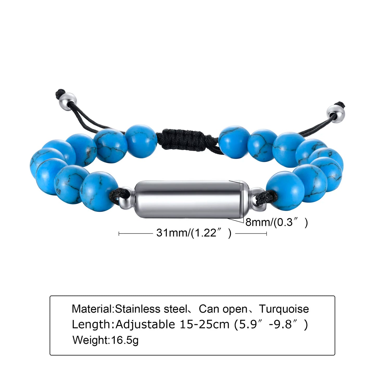 Cremation Urn Bracelets For Men,adjustable Tiger Eye Beads Chain Wristband Pet Family Papa Ashes Holder Stainless Steel Jewelry
