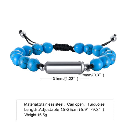 Cremation Urn Bracelets For Men,adjustable Tiger Eye Beads Chain Wristband Pet Family Papa Ashes Holder Stainless Steel Jewelry