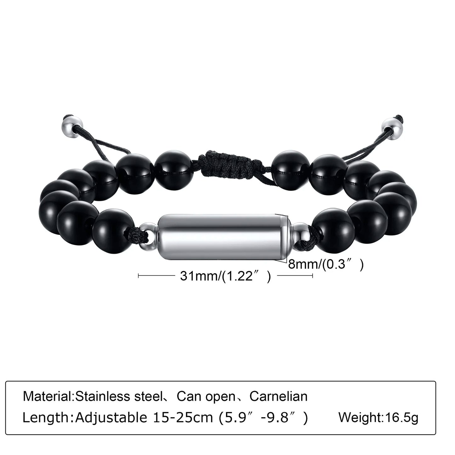 Cremation Urn Bracelets For Men,adjustable Tiger Eye Beads Chain Wristband Pet Family Papa Ashes Holder Stainless Steel Jewelry