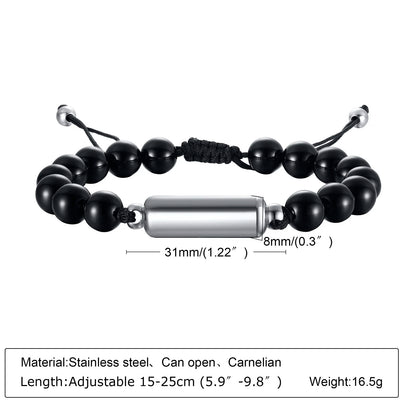 Cremation Urn Bracelets For Men,adjustable Tiger Eye Beads Chain Wristband Pet Family Papa Ashes Holder Stainless Steel Jewelry
