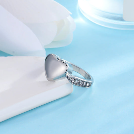 Love Heart cremation Ash rings Stainless Steel Memorial Urn Ring Ashes Keepsake Cremation Jewelry Size 6-10